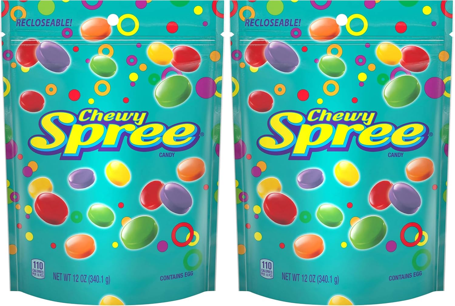 Wonka Spree Original Hard Candy, Resealable Bag, 12 Ounce Bag Full Size (Pack of 2)