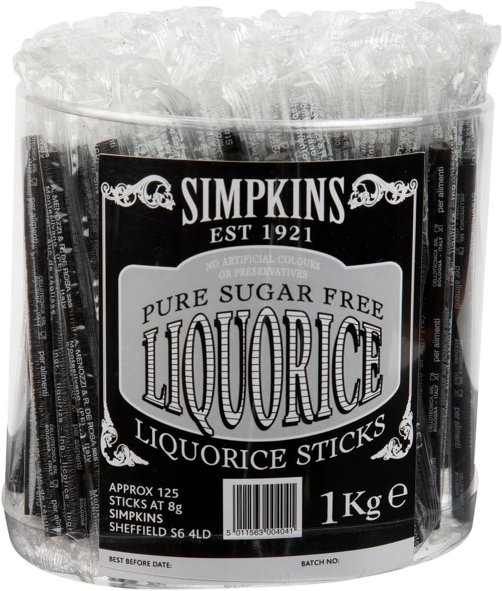 Simpkins Pure Sugar Free Hard Thin Liquorice Sticks Pack of 20 Sticks