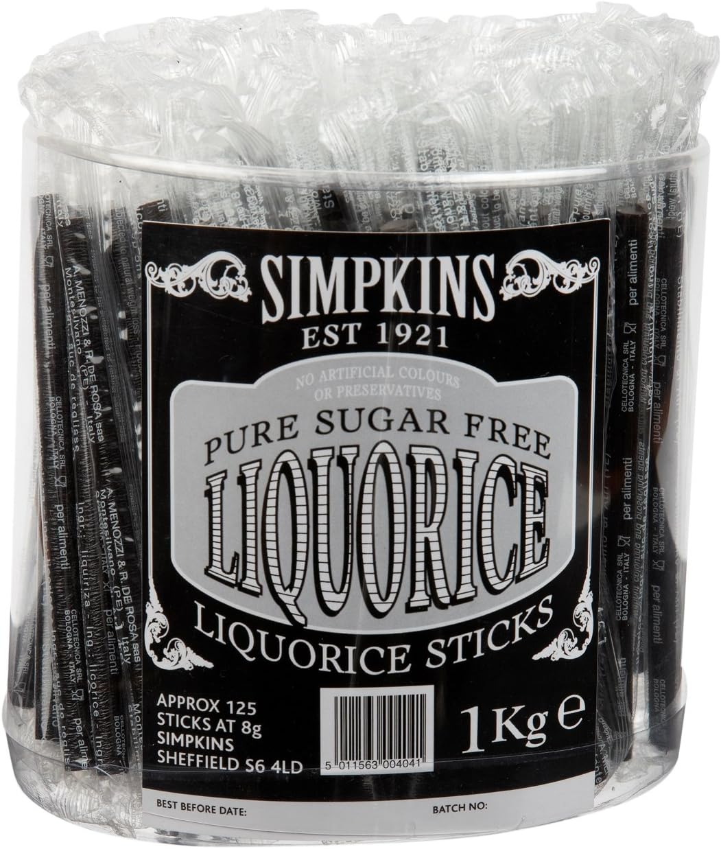 Simpkins Pure Sugar Free Hard Thin Liquorice Sticks Pack of 20 Sticks