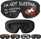 Funny 3D Zero Pressure Sleep Eye Mask for Men Women Side Sleeper, Adjustable Blackout Soft Breathable Eye Masks for Travel Nap Night Sleep, Humorous Gift Stocking Stuffers (Resting My Eyes)