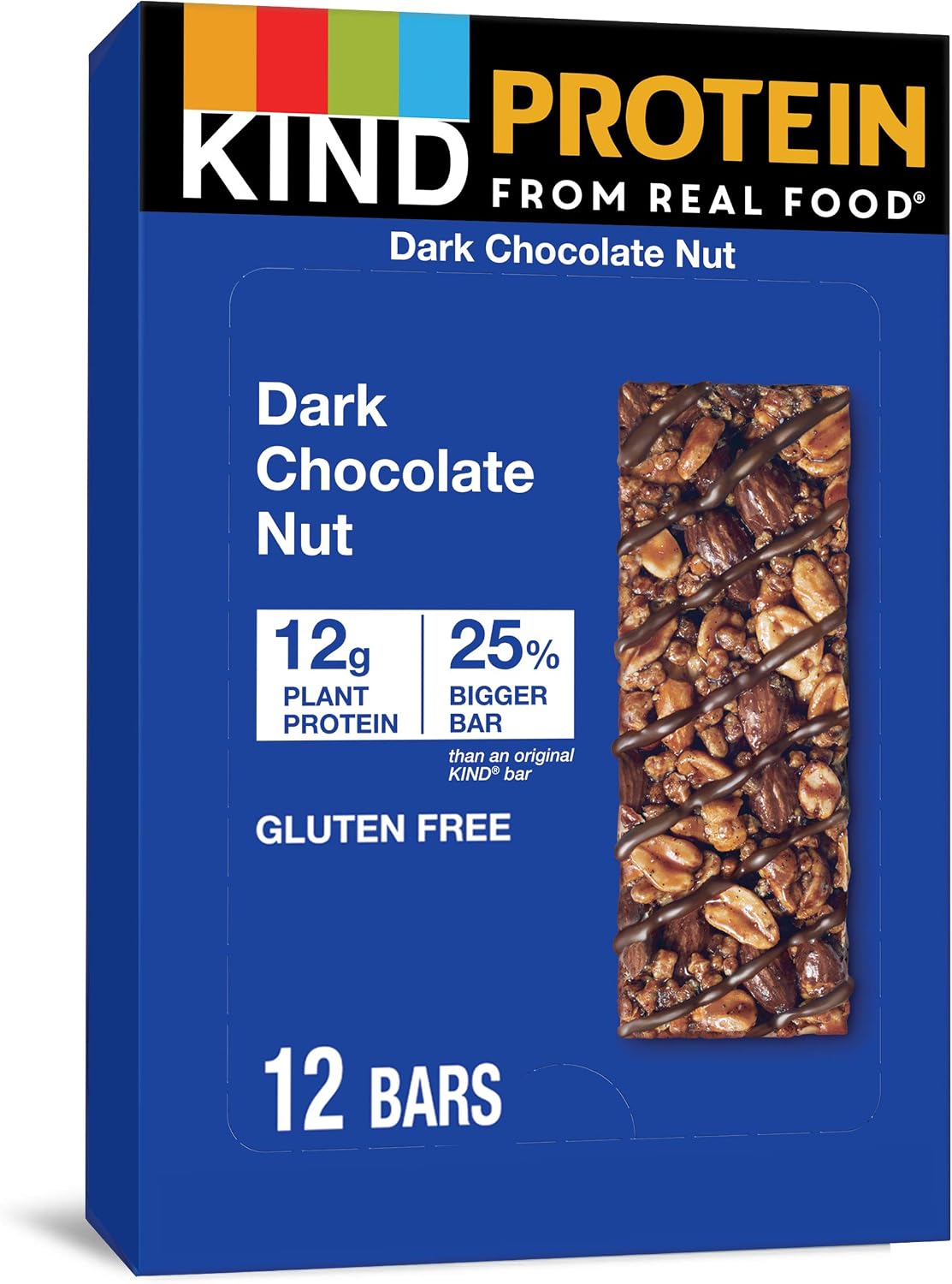 KIND Protein Bars, Double Dark Chocolate Nut, Gluten Free, 12g Protein,1.76oz, 12 count