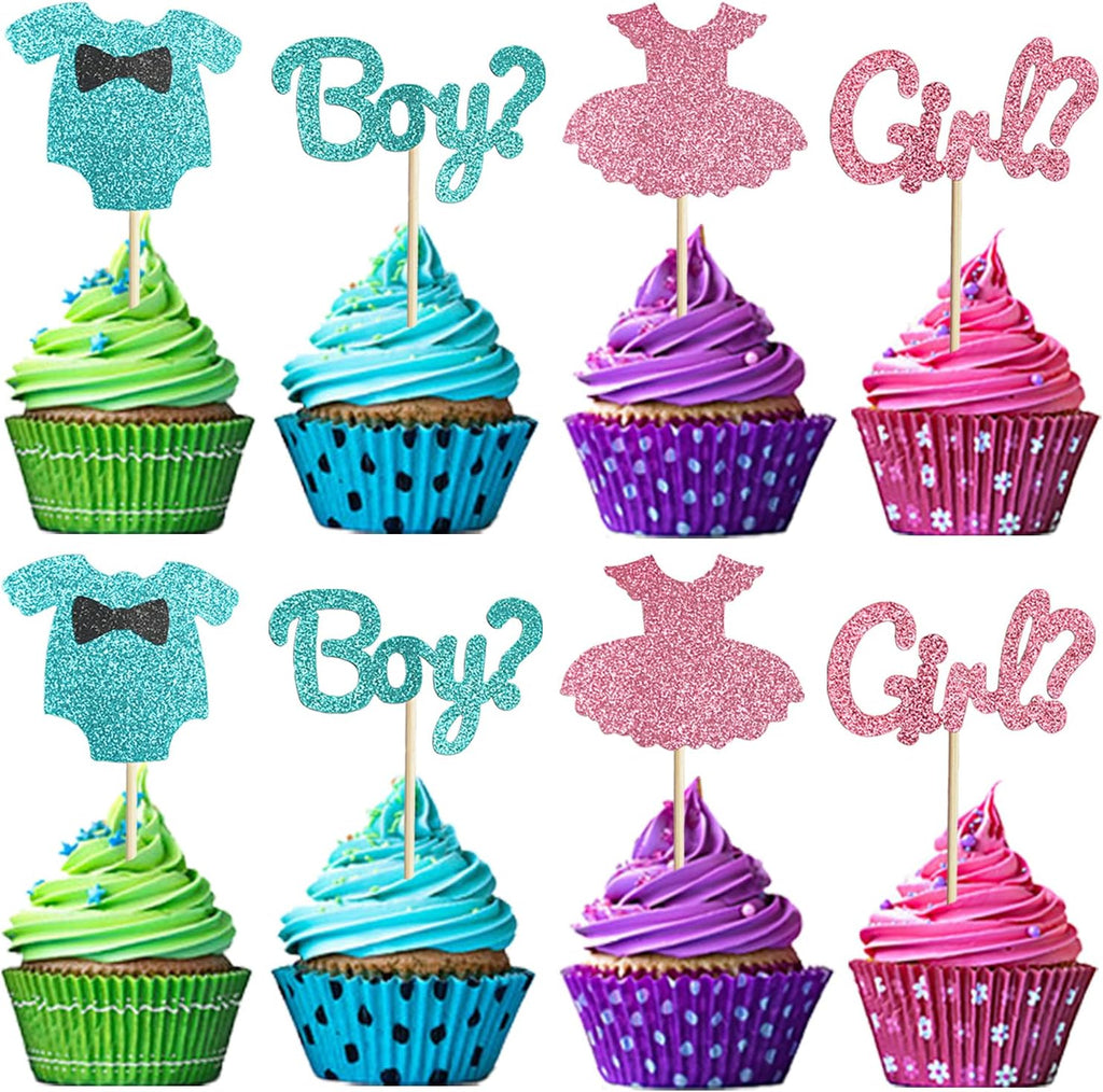36 Pack Boy or Girl Theme Cupcake Toppers Baby Shower Cupcake Picks for Gender Reveal, Kids Birthday Party Decoration(Style 1)