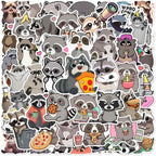 50Pcs Cute Raccoon Stickers for Kids Waterproof Cartoon Animal Stickers for Water Bottle Vinyl Sticker for Laptop Scrapbook Kids Classroom Party Favor(Raccoon)