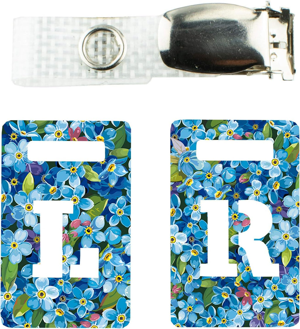 X-ray Markers with Carry-on Strap Radiography Tablet Markers Radiopaque L and R for Radiographer with Forget-Me-Not Multicolour Pattern Clip with Metal Poppers