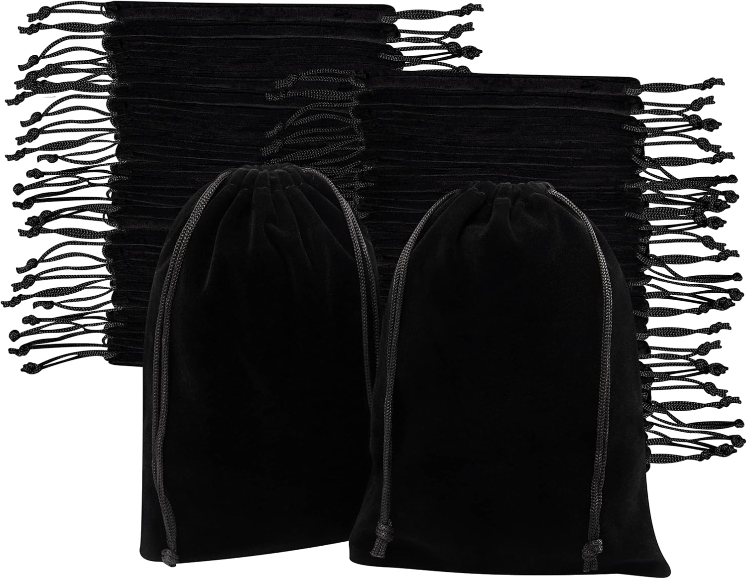 Velvet Drawstring Gift Bags - Bulk Wholesale (6 x 8 inch - 50 pack, Black)