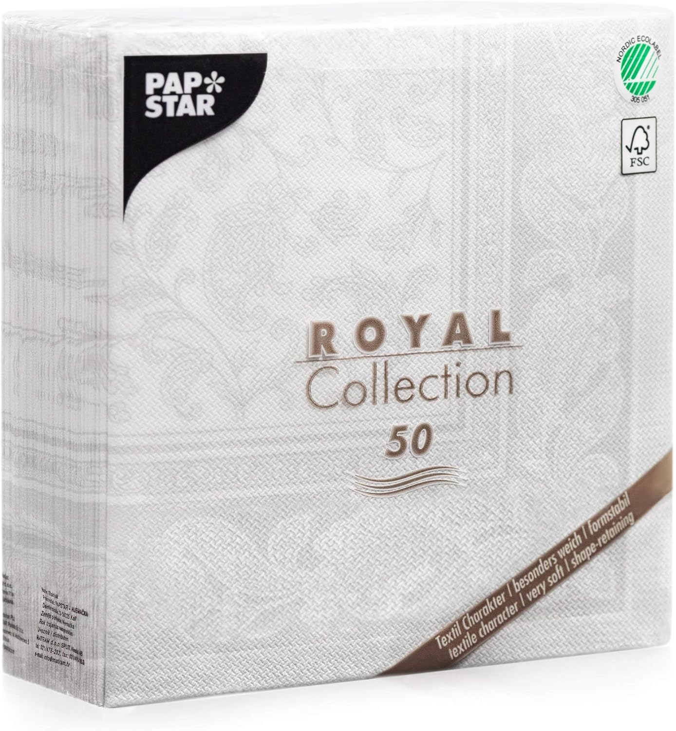 Papstar Cloth-Like Disposable Dinner Napkins, 16”x16” ¼ Fold, 50 Pack, 12 Different Color options, Ornaments
