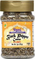 Rani Black Pepper Coarse Ground 28 Mesh (Table Grind) 3oz (85g) PET Jar ~ All Natural | Vegan | Gluten Friendly | NON-GMO | Kosher | Product of Vietnam