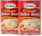 Grace Butter Beans 14oz - 2 Pack Canned Butter Beans - Source of Plant Based Protein & Fiber, Gluten Free, Low Fat - Giant White Beans Canned - Canned Lima Beans - Gigante Beans Alternative - Habas Grandes