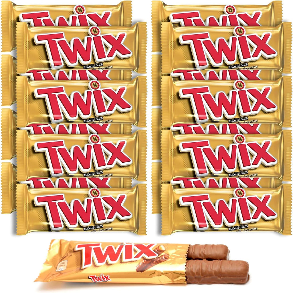 Twix Candy Bars Bulk: 50g Individually Wrapped Full-Size Caramel Cookie Bars - Satisfy Your Sweet Tooth with Twix! (Purpalia Packaging) (16 Pack)