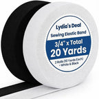 Elastic Band for Sewing, 3/4 Inch Wide High Stretch Knit Elastic, 20 Yards (2 Rolls), Soft & Durable Waistband Elastic for Pants, Skirts & DIY Crafts (10 Yards White, 10 Yards Black)