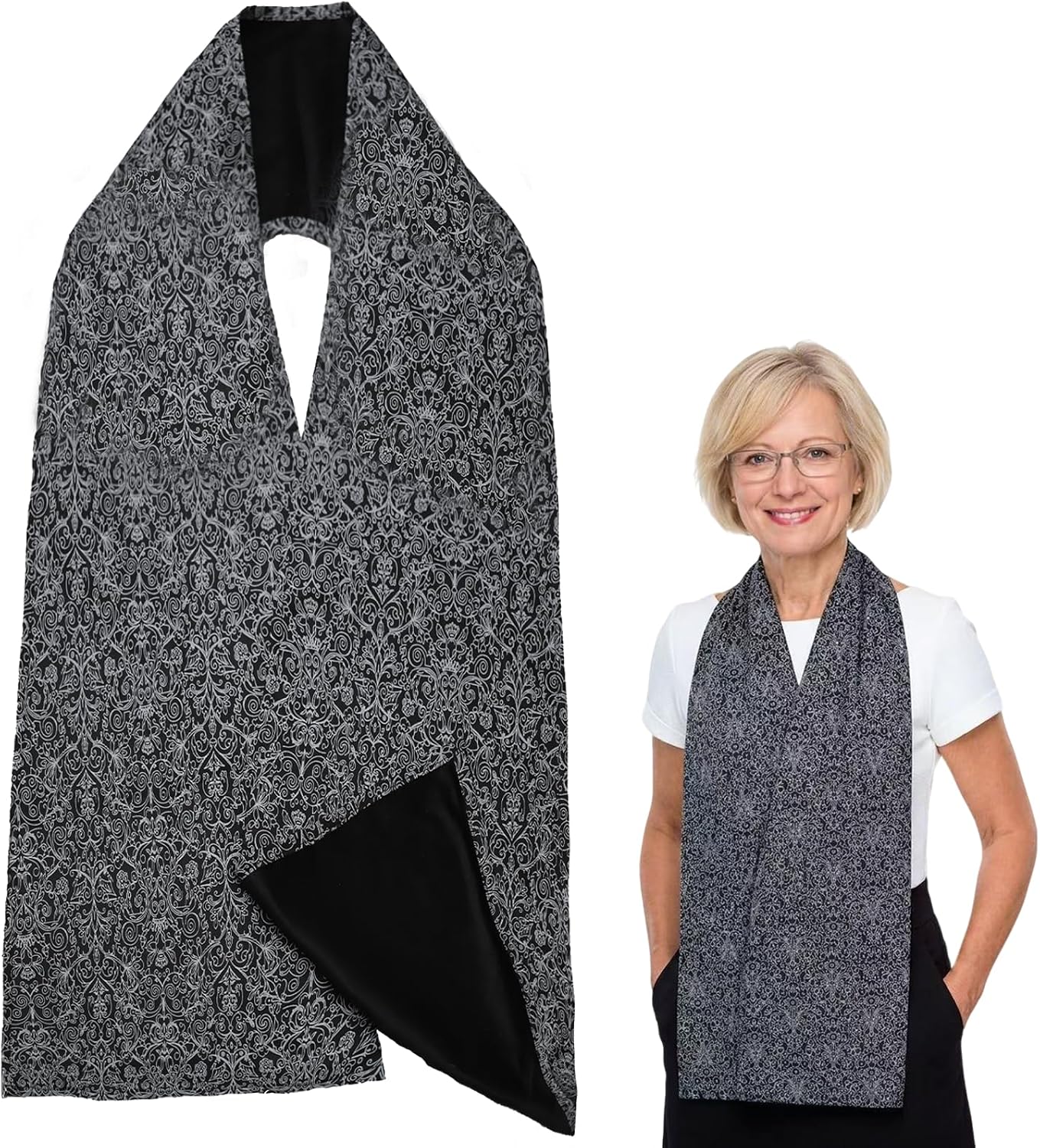 Washable Adult Bib Scarf for Senior Citizens & Elderly - Reversible Adult Bibs for Women and Men - Dining Clothing Protectors - Dining Scarf for Adults