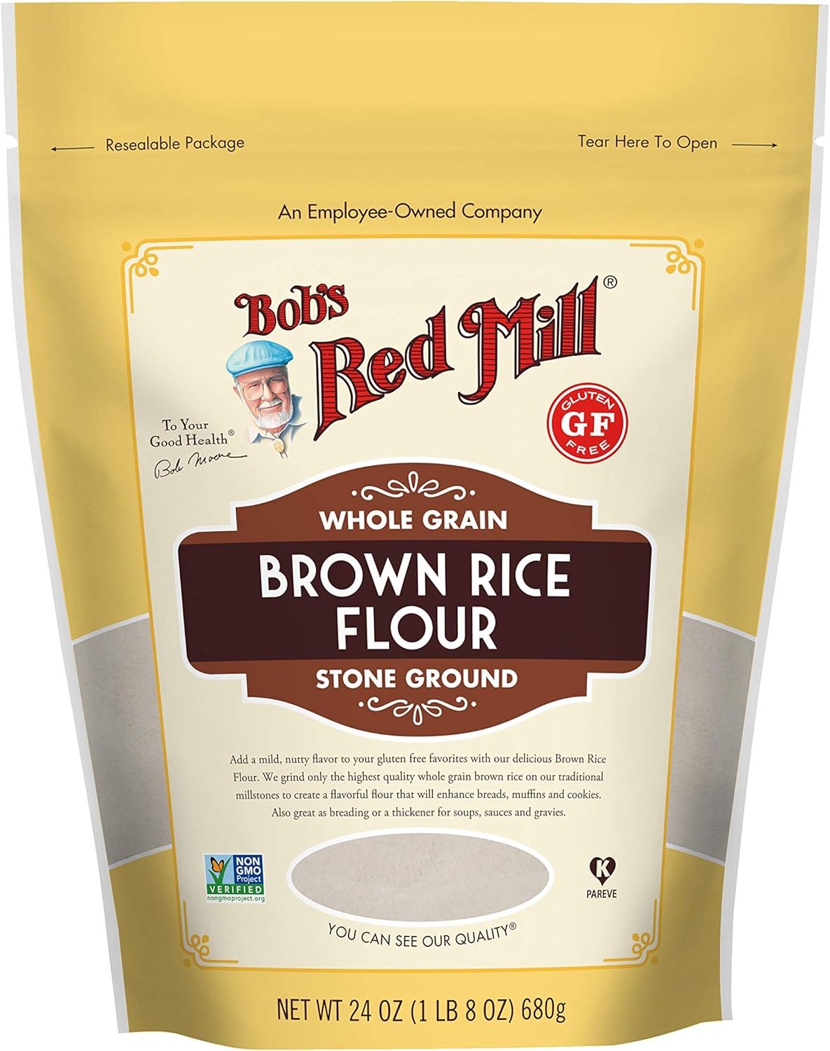 Bob's Red Mill Brown Rice Flour, 24oz (Pack of 1) - Non GMO, Whole Grain, Vegan, Kosher