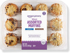 Amazon Grocery, Mini Assorted Blueberry & Chocolate Chip Muffins, 10.3 Oz, 12 Ct, Frozen
