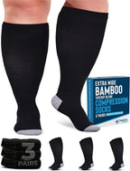 Doctor's Select 3 Pairs Plus Size Compression Socks Wide Calf - Bamboo Viscose Knee High Socks | Circulation Support