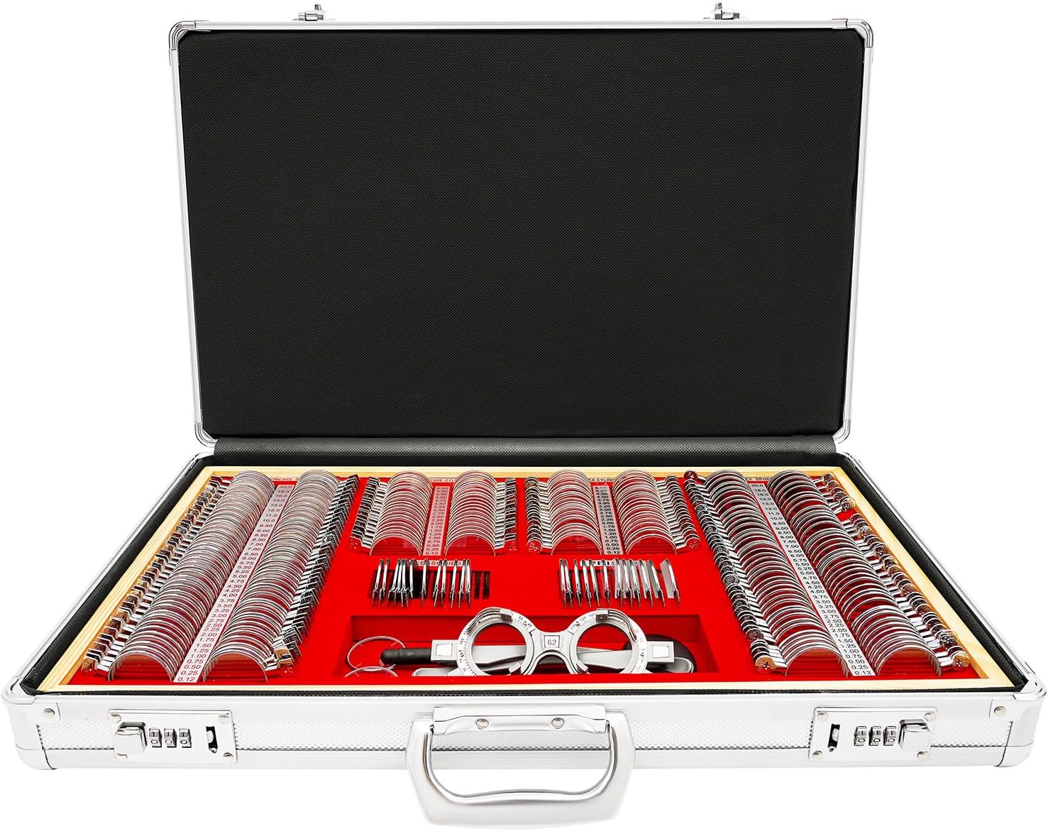 Optometry Rim Case Kit 266PCS Optical Trial Lens Set Optometry Kit Precise Optical Trial Lens Set with Trial Frame Eye Protection Accessories Set for Optometrists, Vision Testers