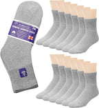 Falari 12-Pack Diabetic Socks Quarter Ankle Unisex Physicians Approved Socks (10-13, Gray)