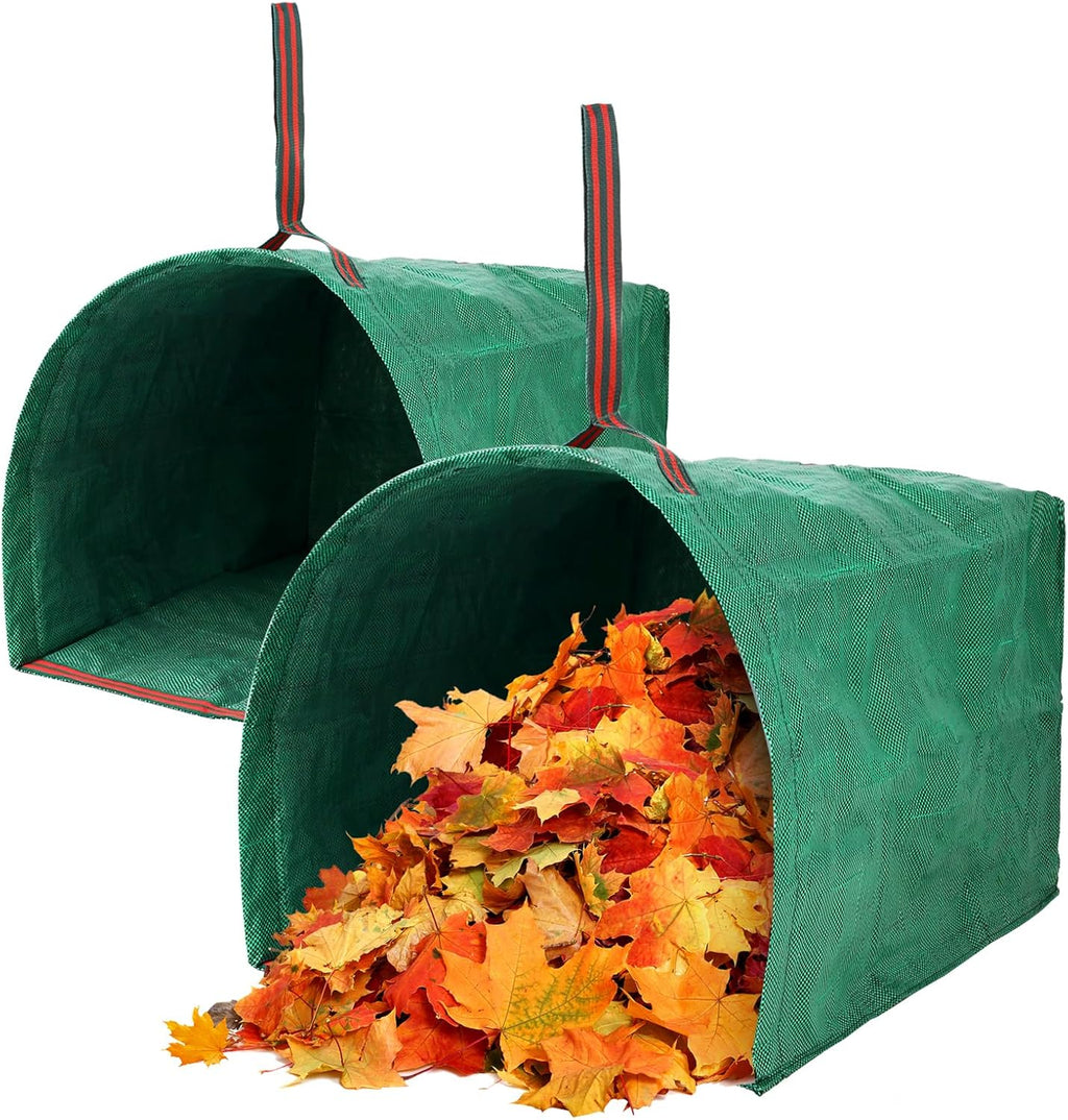 2 Pack 53 Gallon Reusable Yard Waste Bags, Dustpan-Type Leaf Collector Bag, Collapsible Heavy Duty Leaf Bags, Standable Garden Waste Bags for Collecting Leaves, Lawn Grass, Clippings and Branches