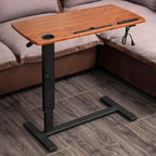 Overbed Table with Hidden Wheels, Height Adjustable Hospital Overbed Bedside Table, Mobile Laptop Standing Desk with Cup Holder and USB, Hospital Home Use