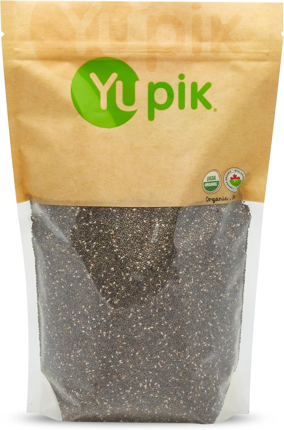 Yupik Organic Black Chia Seeds, 2.2 lb (35.2 oz), Gluten-Free, GMO-Free, Kosher, Vegan, Raw Plant-Based Superfood, Rich in Fiber, Source of Omega-3, Gels Easily, Perfect for Smoothies & Chia Pudding