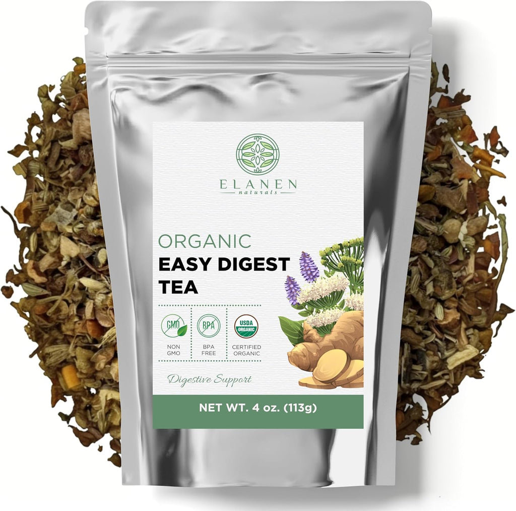 Organic Easy Digest Tea 4 oz. (113g), USDA Certified Organic Digestive Tea for Stomach Ease Tummy and Gut Health, Gas Digestion Relief, Bloating and Belly Comfort, Loose Leaf
