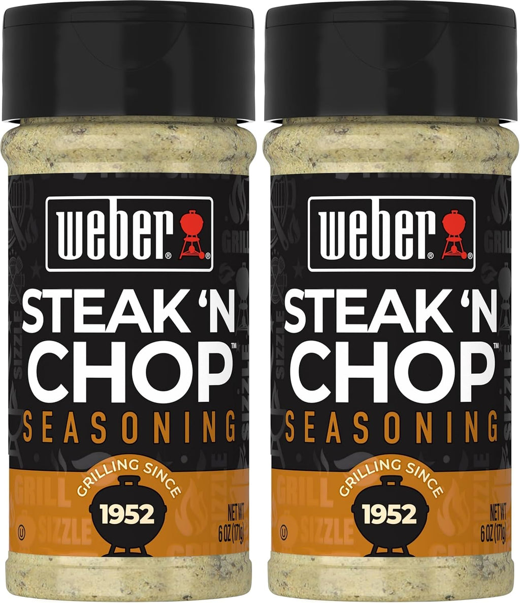Weber Steak 'n Chop Seasoning, 6 Ounce Shaker (Pack of 2)