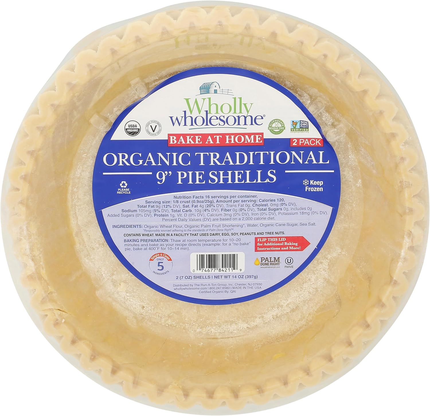 WHOLLY WHOLESOME Organic Traditional Pie Shells, 14 OZ