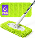 6 Pack Reusable Microfiber Mop Pads Compatible with Sweeper Mops, Replacement Mopping Pads Dry Sweeping Cloths, Washable Chenille Flat Mops Refills for Mopping Floor Cleaning (Mop is not Included)