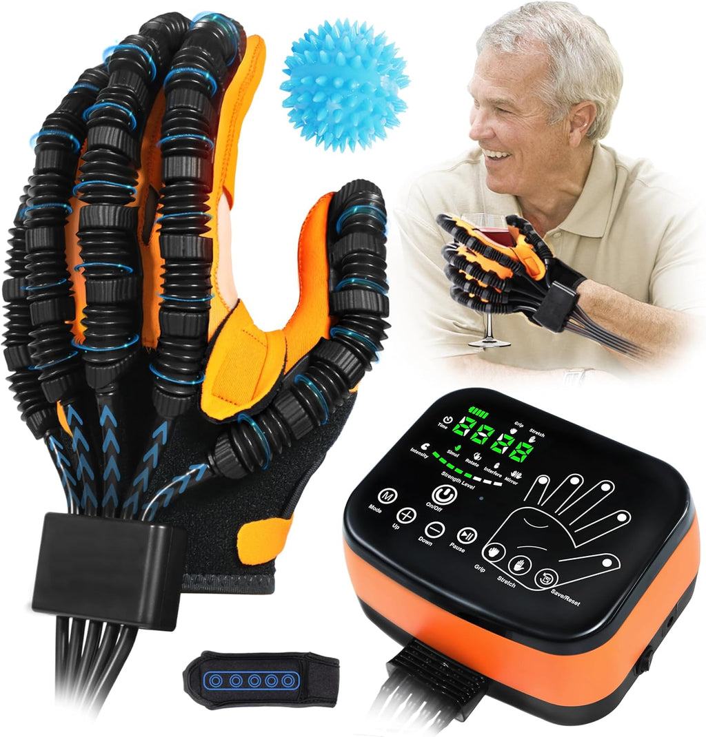 8th Generation Hand Rehabilitation Robot Gloves, Stroke Hand Recovery Device,Finger Rehabilitation Equipment 4 Modes, Adjustable Intensity, Touch Panel.