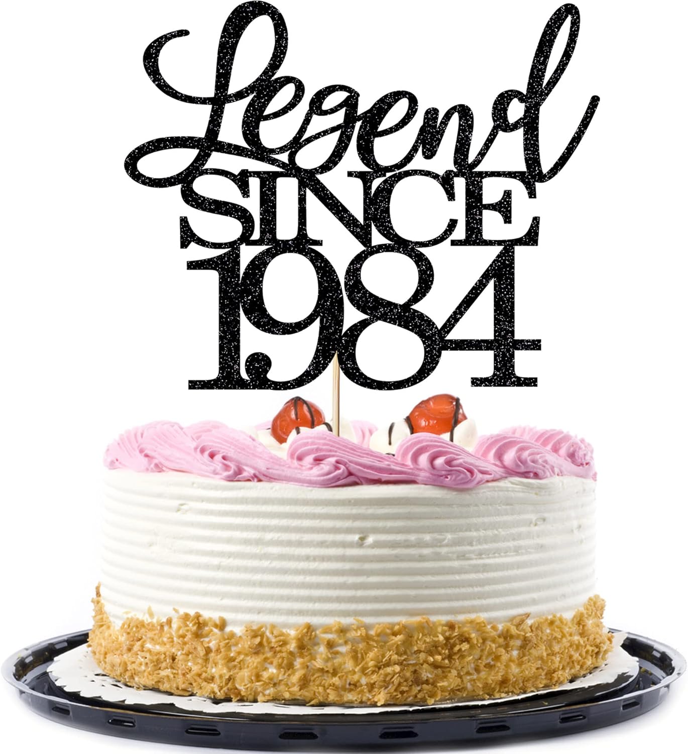legend since 1984 cake topper 42th birthday happy birthday cake topper men and women cheer 42 years old handmade black glitter cake decoration