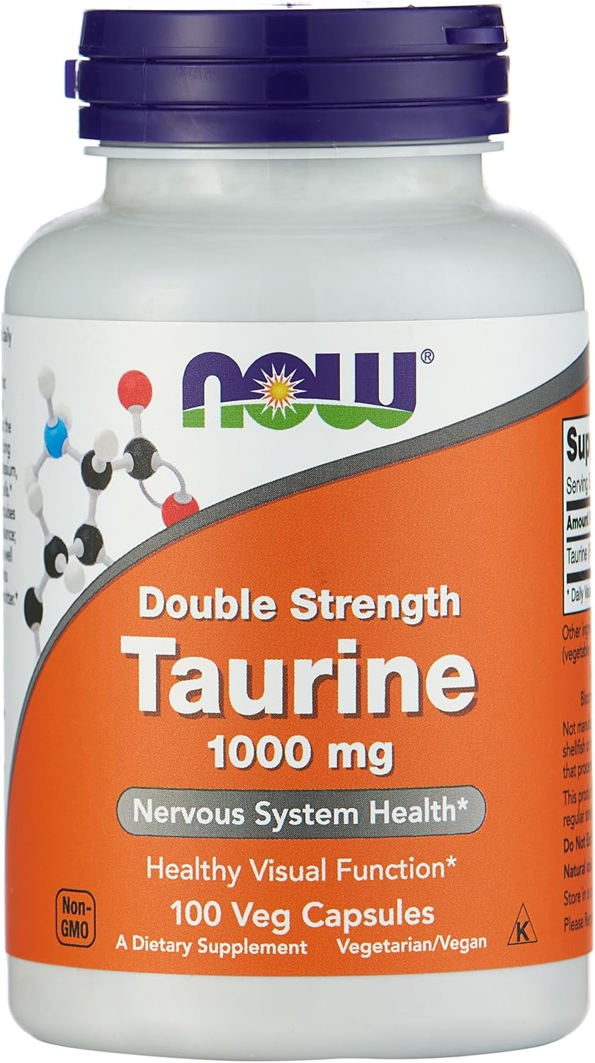 NOW Foods by Now Double Strength Taurine Nervous System Health 1000mg 100 Capsule