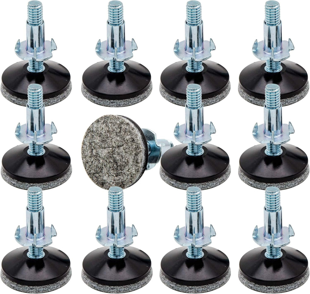 Furniture Leg levelers for Wood,Apply to Bed/Cupboard/Sofa/Desk/Table and Chair for Furniture Wood Feet Adjustment,5/16 in Bolt, 1.5 in Base Diameter (12pcs)