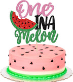 Rsstarxi 1 Pack Watermelon Cake Topper Glitter One in a Melon Cake Pick Watermelon First Birthday Cake Decorations for Summer Fruit Baby Shower Boys Girs 1st Birthday Party Decorations