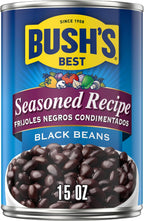 Bush's Canned Seasoned Recipe Black Beans (Pack of 1), Good Source of Plant-Based Protein, Good Source of Fiber, Fat Free, Gluten Free, 15 oz