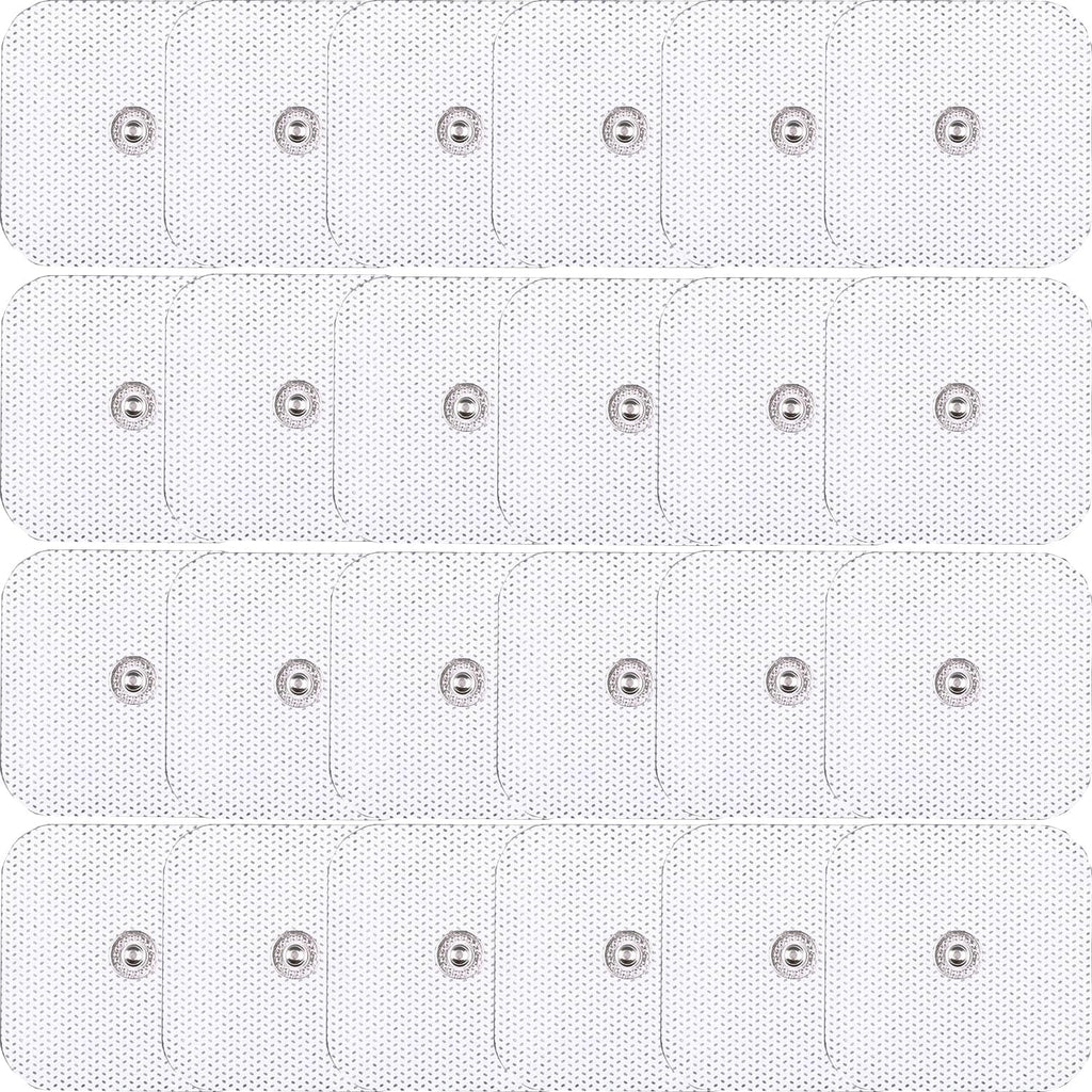 24 Pack TENS Unit Replacement Pads, Long-Lasting Snap Electrodes Latex-Free TENS Pads Set Compatible with Most TENS EMS Devices Using 3.5mm Button Lead Wires