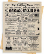 Happy 40th Birthday Card Gifts Decorations for Women Men Her Him Anyone | Funny Happy Unique 40 Year Old Gifts Ideas | Back In 1986