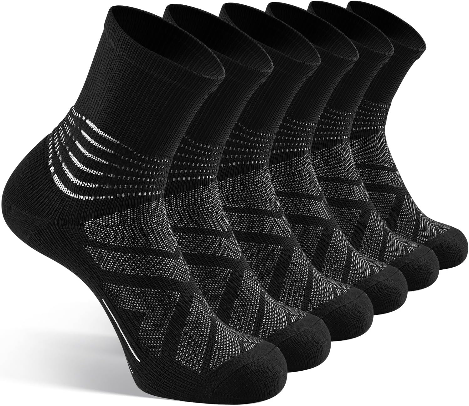 IRAMY Compression Ankle Support Crew Socks Men Women Coolmax Wicking Plantar Fasciitis Relief Running Hiking Socks 3 Pairs