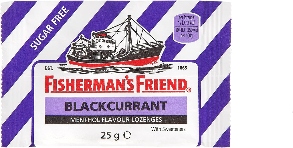 Fisherman's Friend Blackcurrant Menthol Lozenges 25g, (Pack of 5)
