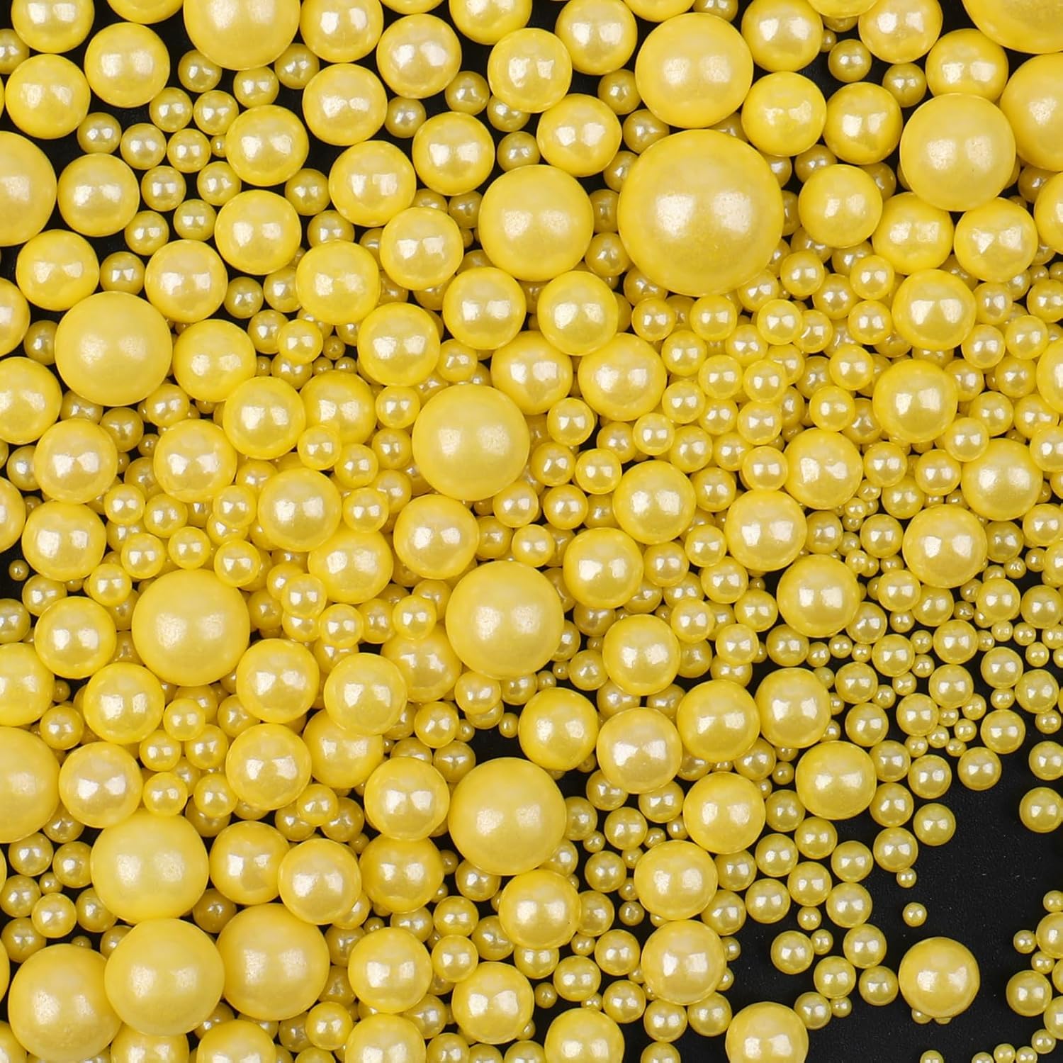 Yellow Sprinkles for Cake Decorating, 130g/4.6oz Edible Yellow Pearl Sprinkles Mix, Sugar Candy Pearls for Baking, Cookie Decorations and Cupcake Toppings, Wedding Party Supplies
