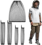 5 Pcs Mosquito Netting Suit-Extra Large Mosquito Head Net Mesh,Arm and Leg Sleeves-Mosquito Protection Suit for Men Women Camping Hiking Fishing