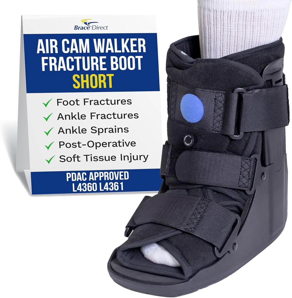 Brace Direct Air Cam Walker Fracture Boot - Short - Orthopedic Medical Walking Boot for Foot & Ankle Fractures, Sprains & Injury Stabilization Size M (Men’s US 7.5-10 / Women’s US 8.5-11.5)