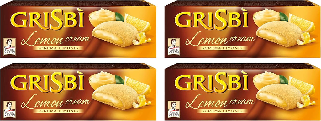 Vicenzi: "Grisbi Lemon Cream" Italian Shortcrust Biscuits filled with Lemon Cream * 5.3 Ounces (150g) Package (Pack of 4) * [ Italian Import ]