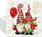 80Pcs Christmas Paper Napkins Xmas Gnome Firework Disposable Napkins Decorative Luncheon Dinner Hand Napkins For Party Supplies Table Decor