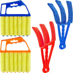 4 Pcs Window Venetian Blind Cleaner Duster Tool 7 Finger Blind Rush and Shutter Cleaner Brush Hand-held Window Shutter Air Conditioner Duster for Dirt(Orange, Blue, Red)