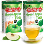 Hazer Baba Instant Drink Mix with Green Apple Flavor, Tin Box, 8.8 oz (Pack of 2), Fruity Natural Powder, Quick Hot or Cold, Water Enhancer, Juice, Smoothie, Vegan, Halal, Kosher