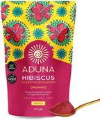 Aduna Organic Hibiscus Powder | 100% Hibiscus Flower for Skin, Gut and Heart Health | Natural Vegan Source of Antioxidants and Vitamin C | Superfood Powder for Teas, Smoothies, Juices and More | 275g