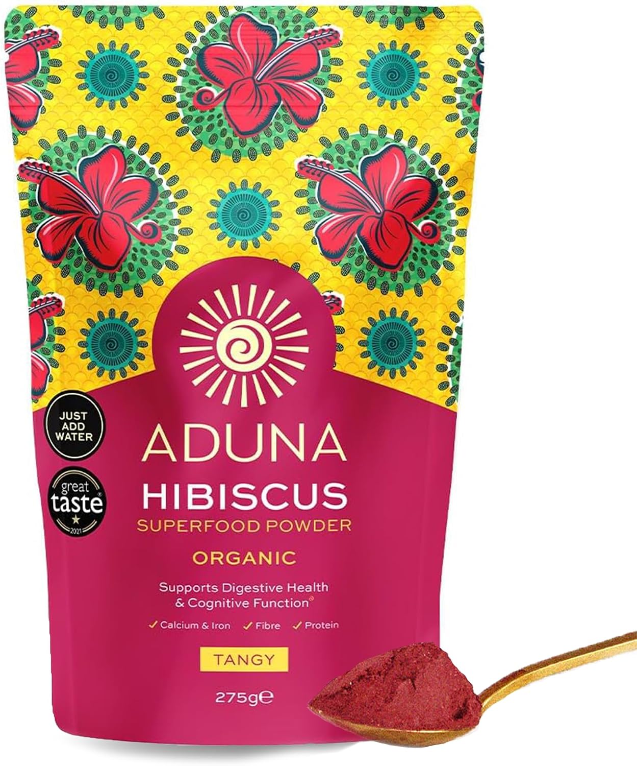 Aduna Organic Hibiscus Powder | 100% Hibiscus Flower for Skin, Gut and Heart Health | Natural Vegan Source of Antioxidants and Vitamin C | Superfood Powder for Teas, Smoothies, Juices and More | 275g
