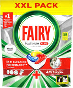 Fairy Platinum Plus All-In-1 Dishwasher Tablets Bulk, 59 Tablets, Lemon, XXL PACK, With Anti-Dull Technology & Rinse Aid Action