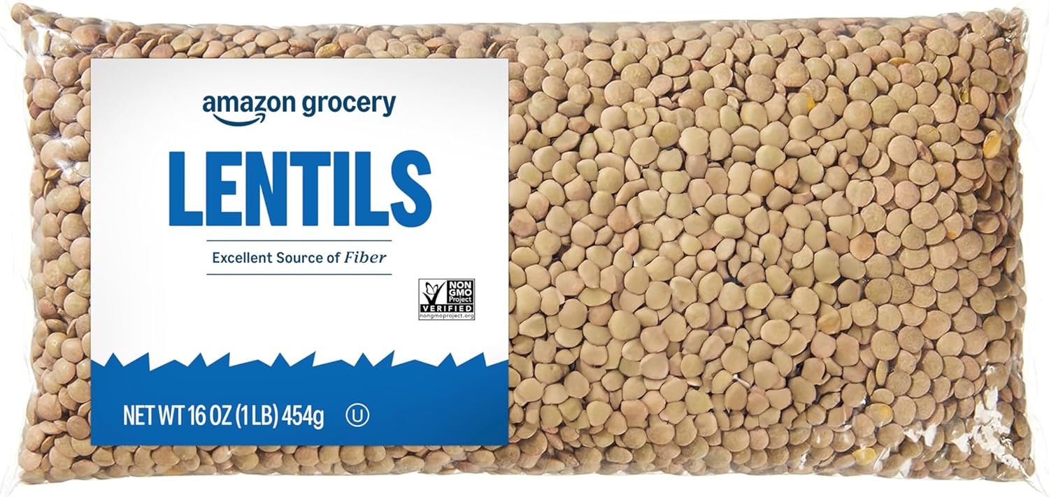 Amazon Grocery, Lentils, Non GMO, Excellent Source of Fiber, 16 Oz