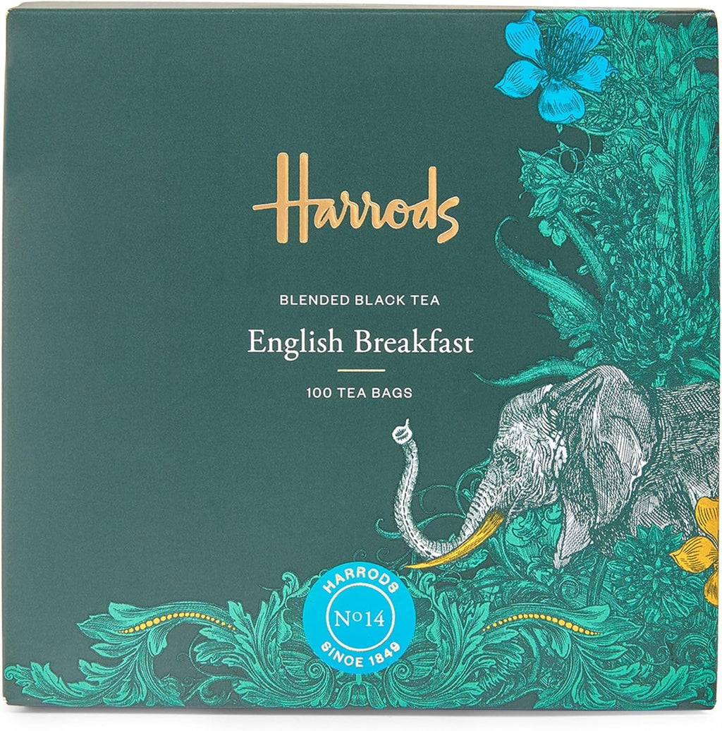 Harrods of London England English Breakfast Tea 100 Tea Bags