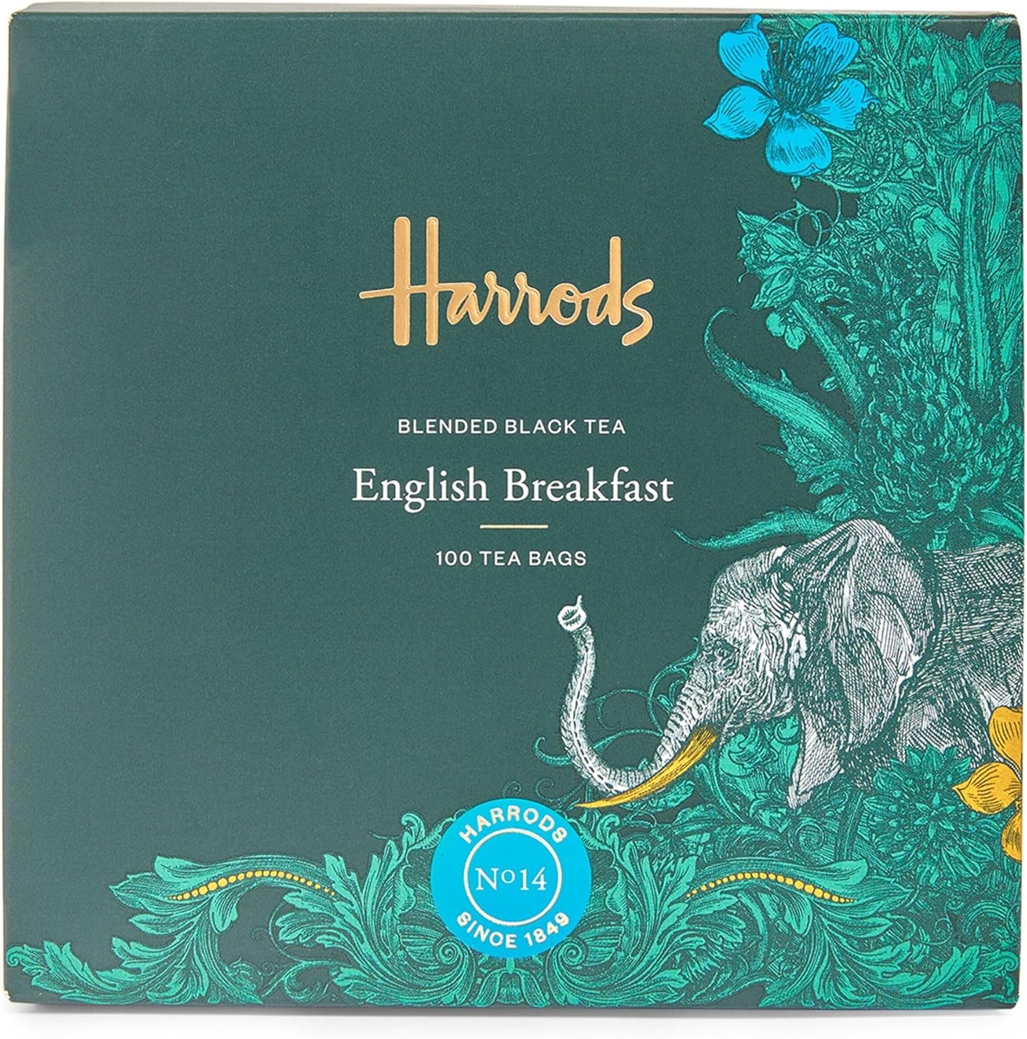 Harrods of London England English Breakfast Tea 100 Tea Bags